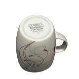 8 - Corelle SPLENDOR  Round PORCELAIN MUG Cup *Red Gray Curled Scrolls