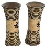 Handmade Vase Pottery Hand painted  Beige Signed VGT Wear Rare Collectible Vases