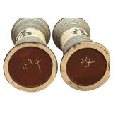 Handmade Vase Pottery Hand painted  Beige Signed VGT Wear Rare Collectible Vases