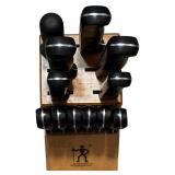 BURGUNDY Kitchen Bundle // Oven Mitt (2-Pack) , 3 kitchen towel sets and a Henckels Dynamic 12Pc Knife Block Set