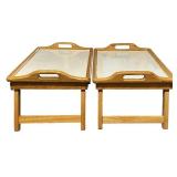 Bed Tray Breakfast Serving Trays with Foldable Legs, Set of 2 Trays