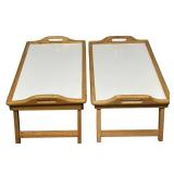Bed Tray Breakfast Serving Trays with Foldable Legs, Set of 2 Trays
