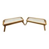 Bed Tray Breakfast Serving Trays with Foldable Legs, Set of 2 Trays