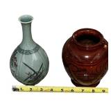 Vintage Korean Vases, 5" and 7", Lot of 2