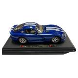 1:24 scale die-cast model White and Blue 1996 Dodge Viper GTS Coupe by Bburago
