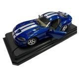 1:24 scale die-cast model White and Blue 1996 Dodge Viper GTS Coupe by Bburago