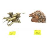 Antique / Heavy Brass Running Horses Statue and Solid Copper Horse Head Statue , Weight in Photos