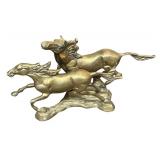 Antique / Heavy Brass Running Horses Statue and Solid Copper Horse Head Statue , Weight in Photos