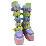 YRU Dune Butterfly Platform Boots - Pastel Colors Size 10