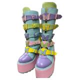 YRU Dune Butterfly Platform Boots - Pastel Colors Size 10