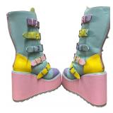 YRU Dune Butterfly Platform Boots - Pastel Colors Size 10