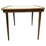 Mid-Century Oak and PU Leather Top, Folding Table