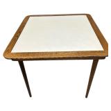 Mid-Century Oak and PU Leather Top, Folding Table