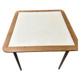 Mid-Century Oak and PU Leather Top, Folding Table