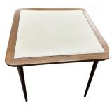 Mid-Century Oak and PU Leather Top, Folding Table