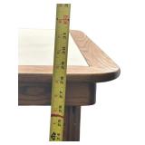 Mid-Century Oak and PU Leather Top, Folding Table