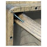 Mid-Century Oak and PU Leather Top, Folding Table