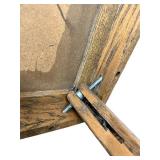 Mid-Century Oak and PU Leather Top, Folding Table