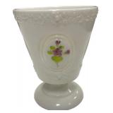 Vintage Fenton Pedestal White Lidded Candy Dish, signed by Martha R.