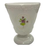 Vintage Fenton Pedestal White Lidded Candy Dish, signed by Martha R.