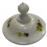 Vintage Fenton Pedestal White Lidded Candy Dish, signed by Martha R.