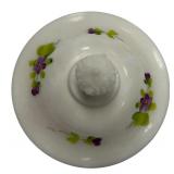 Vintage Fenton Pedestal White Lidded Candy Dish, signed by Martha R.