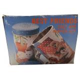 Best Friends Collection, Collection consists of 1 mug, 2 square storage tins, 3-pc set matching storage tins, 1 desktop mailbox, set of salt and pepper shakers.