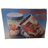 Best Friends Collection, Collection consists of 1 mug, 2 square storage tins, 3-pc set matching storage tins, 1 desktop mailbox, set of salt and pepper shakers.