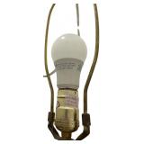 Antique Hollywood Regency Cut Glass & Brass Table Lamps, Set of 2