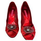 Bordello Red Low Heels Size 7 with matching chained evening purse