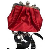 Bordello Red Low Heels Size 7 with matching chained evening purse