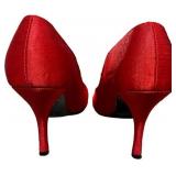 Bordello Red Low Heels Size 7 with matching chained evening purse