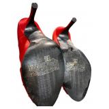 Bordello Red Low Heels Size 7 with matching chained evening purse