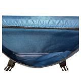 Folding Blue Stadium Chair with Armrests, Carrying Strap, and Spring-Loaded Hooks **BRAND NEW**