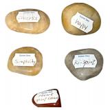 Kanji Symbol Engraved Stones Japanese Chinese Han Hanja Characters Feng Shui Zen Stone Polished Natural Beach Pebble Gift Set with Box