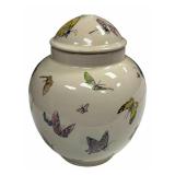 Beautiful Hand Painted Butterflies 8" X 12" Ginger Urn Vase