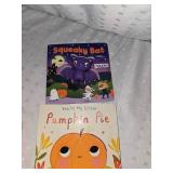 school bus toy and books