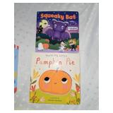 school bus toy and books