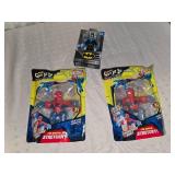 spider man and batman figures