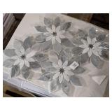 Soho Studio MJ Rain Flower-Bardiglio Nouvelato, White Carrara w/ Black Jade Dot Floral Tile (20.57 Sq Ft)