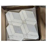 Benes Blue Celeste 10.02 in. x 10.02 in. Polished Marble and Pearl Wall Mosaic Tile (27.6 Sq. Ft.)