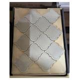 Dove Gray Arabesque 11 in. x 15 in. Glossy Ceramic Mesh-Mounted Mosaic Wall Tile (11.7 sq. ft.)