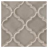 Dove Gray Arabesque 11 in. x 15 in. Glossy Ceramic Mesh-Mounted Mosaic Wall Tile (11.7 sq. ft.)