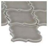 Dove Gray Arabesque 11 in. x 15 in. Glossy Ceramic Mesh-Mounted Mosaic Wall Tile (11.7 sq. ft.)