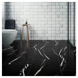 Tavish Nero 16 in. x 32 in. Polished Porcelain Stone Look Floor and Wall Tile (497 sq. ft.)