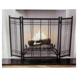 Preston Vintage Iron Steel 3-Panel Fireplace Screen