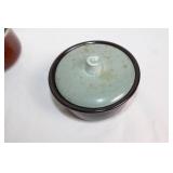 Set of 3 Stoneware Cups and Covered Bowl