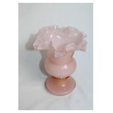 Fenton 6.5" Rose Overlay Glass Vase