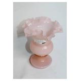 Fenton 6.5" Rose Overlay Glass Vase