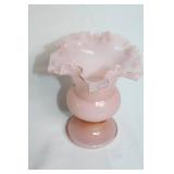 Fenton 6.5" Rose Overlay Glass Vase